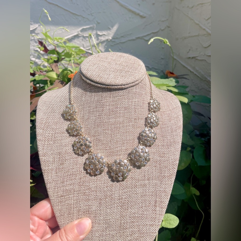 *SOLD*Tri-tone Necklace with Rhinestones Adjustable (19” longest)